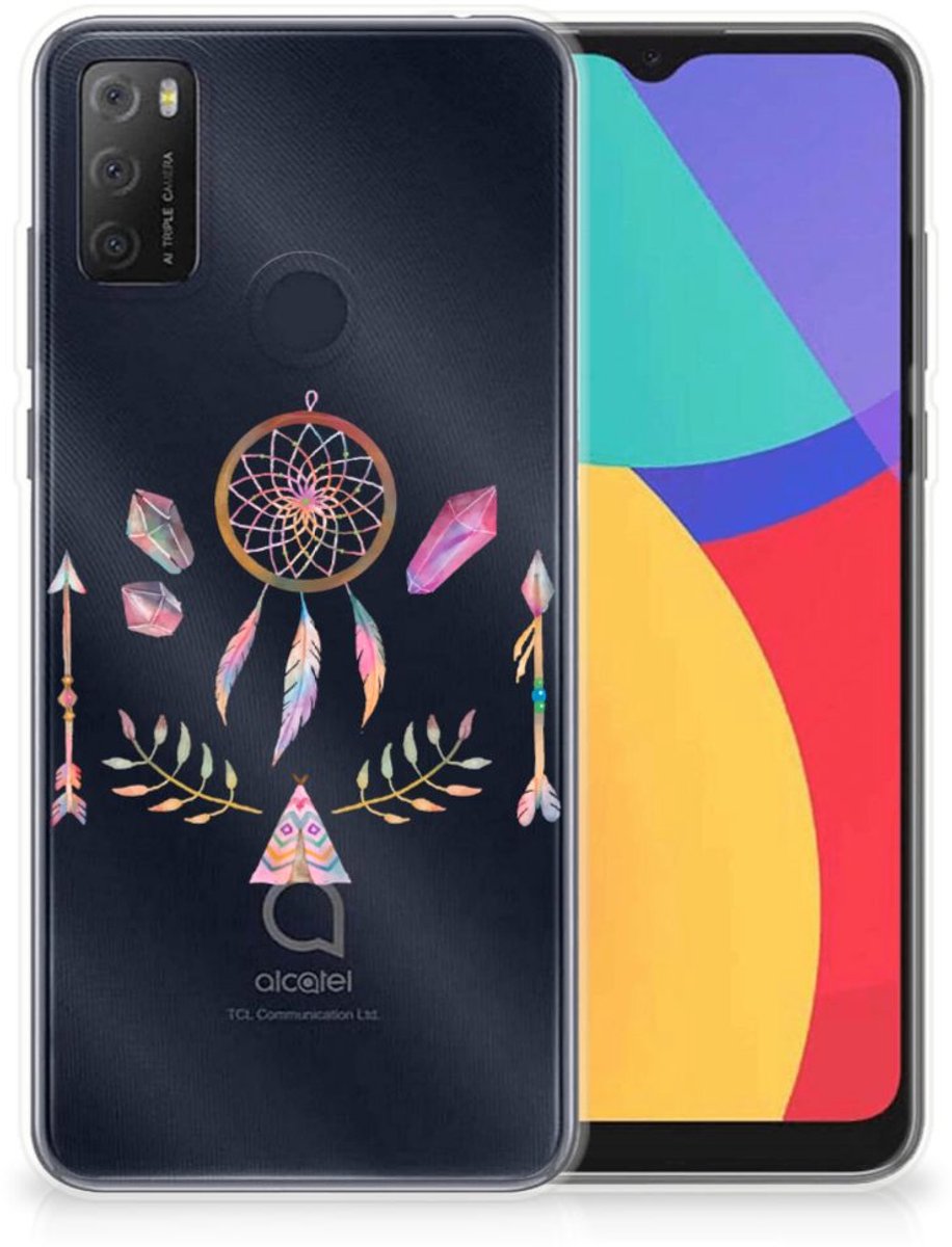 Alcatel 1S (2021) Telefoonhoesje met Naam Boho Dreamcatcher