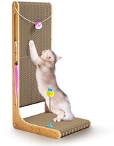 TheLau ® Griffoir innovant en carton en forme de L pour Chats avec Jouets et Herbe à chat, protège les Meubles