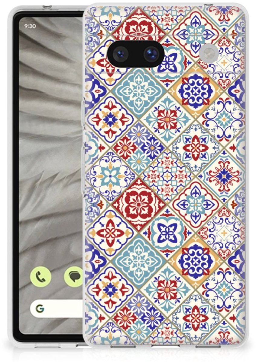 Google Pixel 7A TPU Siliconen Hoesje Tiles Color