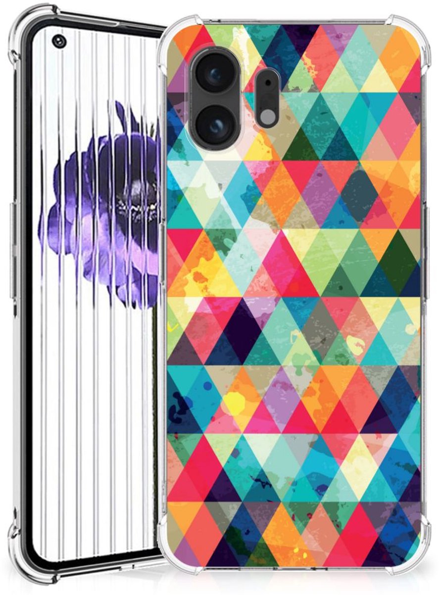 Nothing Phone (2) Doorzichtige Silicone Hoesje Geruit