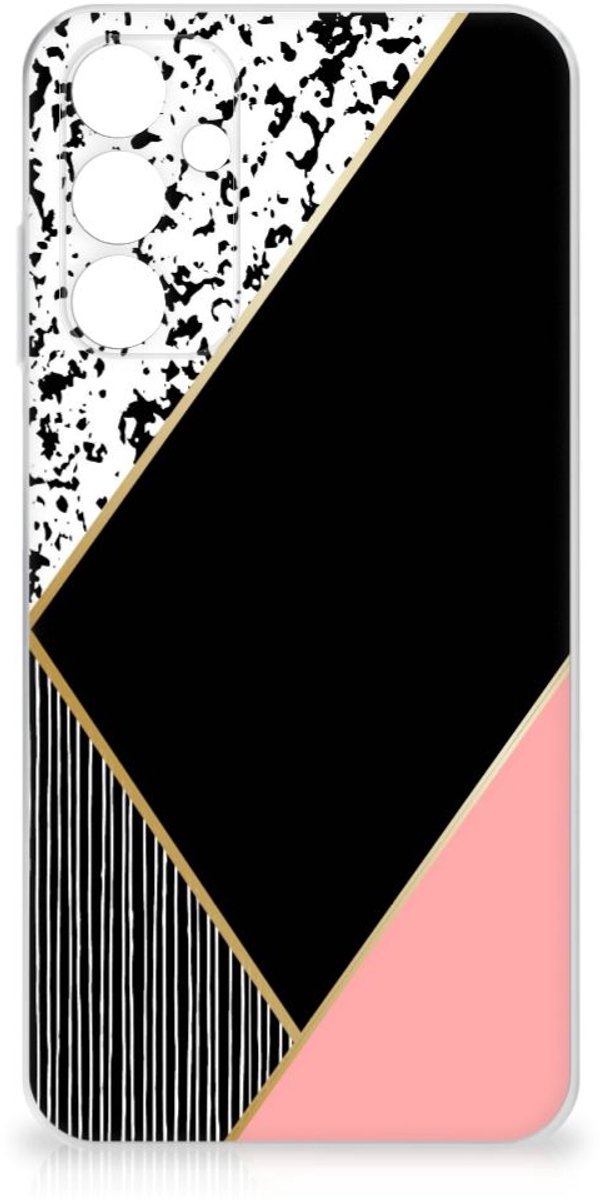 Samsung Galaxy A15 TPU Hoesje Zwart Roze Vormen