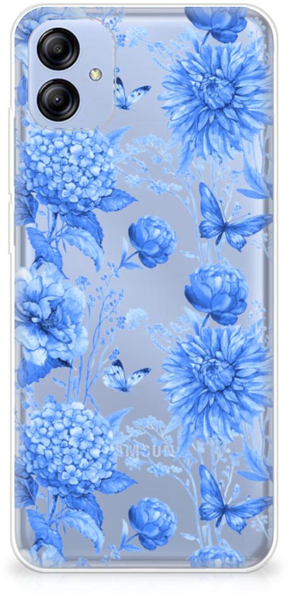 TPU Case voor Samsung Galaxy A04e Flowers Blue