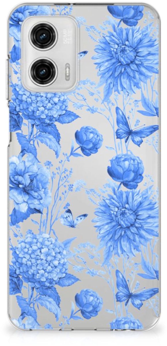 TPU Case voor Motorola Moto G73 Flowers Blue