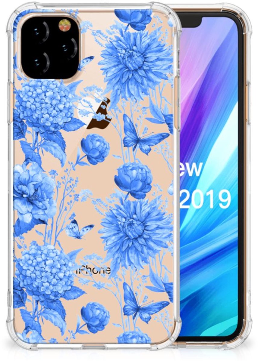 Case voor Apple iPhone 11 Pro Max Flowers Blue