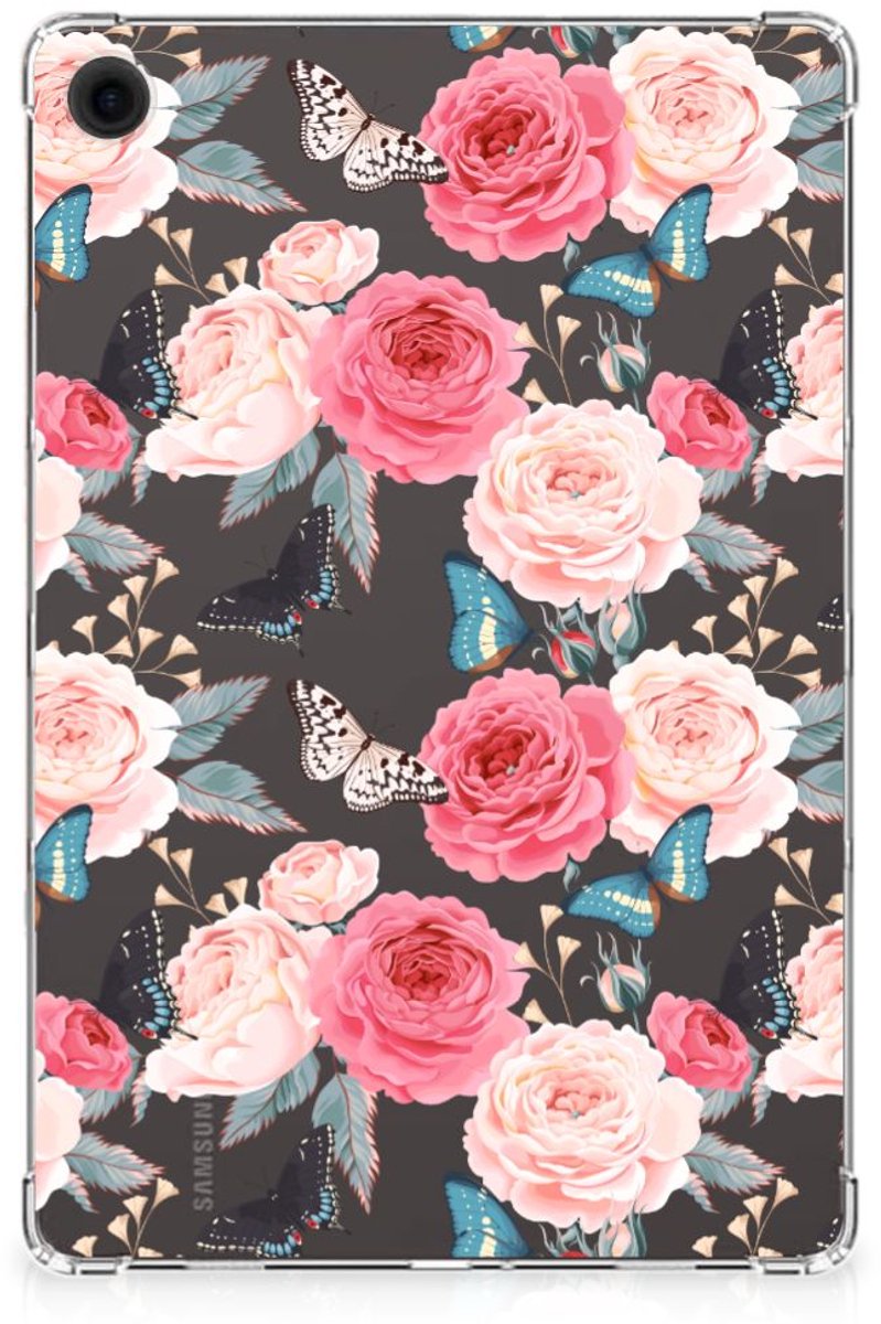 Samsung Galaxy Tab A9 Plus Siliconen Hoesje Butterfly Roses