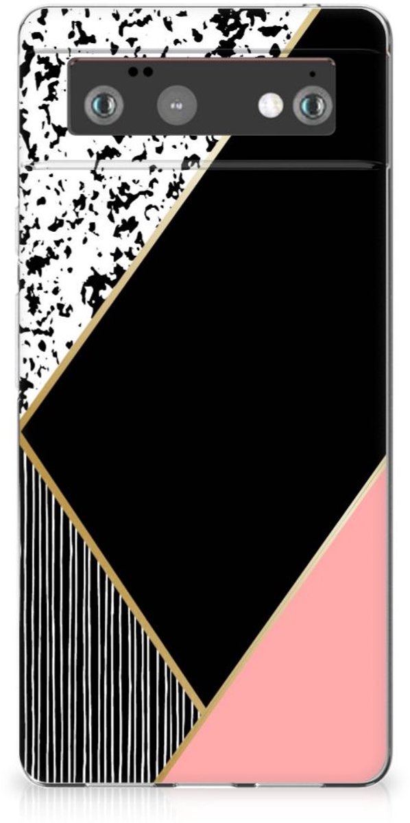 Google Pixel 6 TPU Hoesje Zwart Roze Vormen