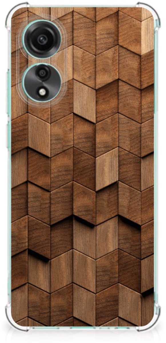 Stevig Telefoonhoesje voor OPPO A78 4G Wooden Cubes