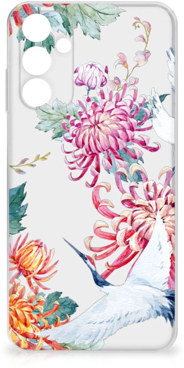Samsung Galaxy A15 TPU Hoesje Bird Flowers