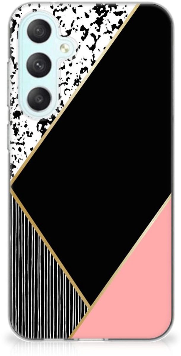 Samsung Galaxy S23 FE TPU Hoesje Zwart Roze Vormen