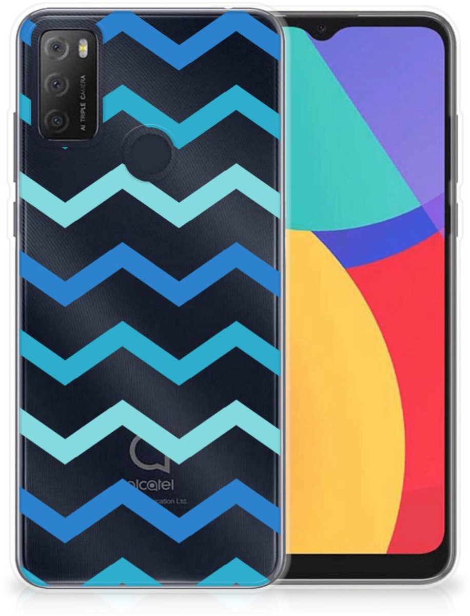 Alcatel 1S (2021) TPU bumper Zigzag Blauw