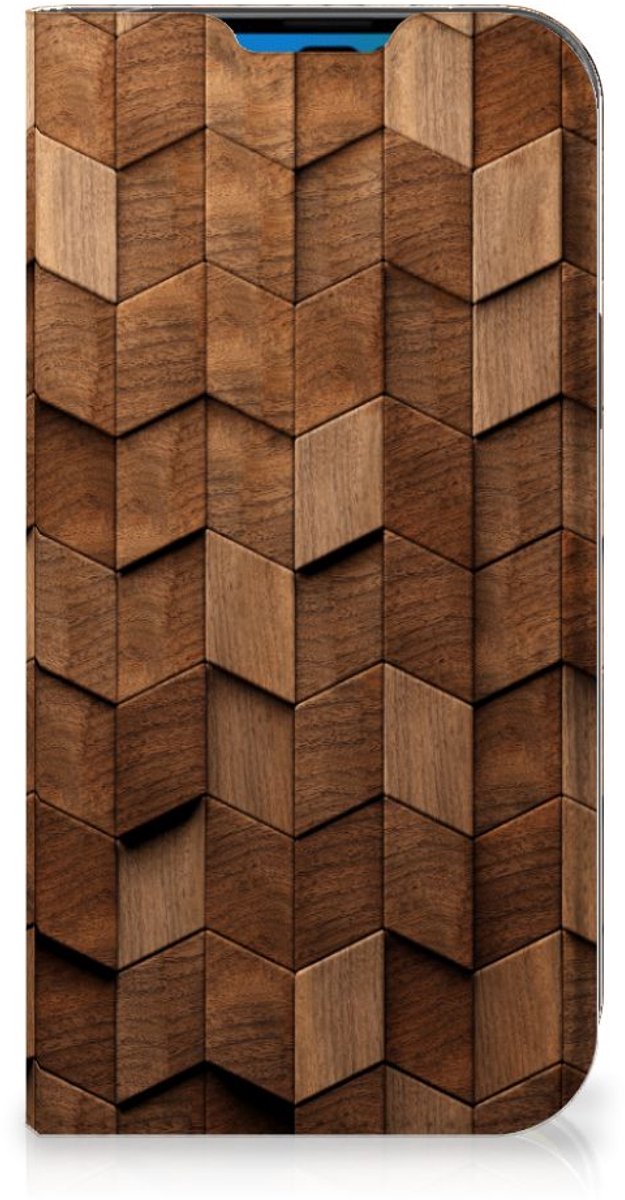 Book Wallet Case voor iPhone 14 Pro Wooden Cubes