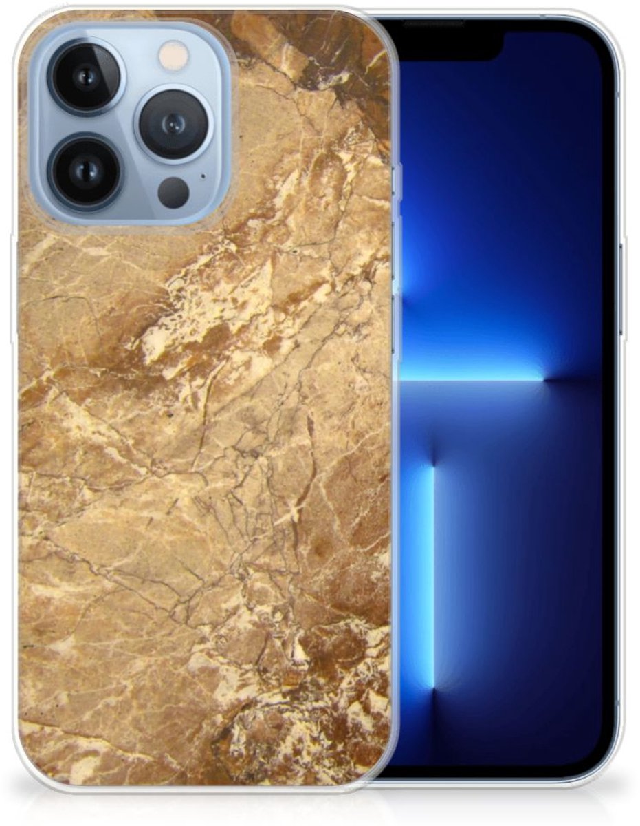 Apple iPhone 13 Pro TPU Siliconen Hoesje Marmer Creme