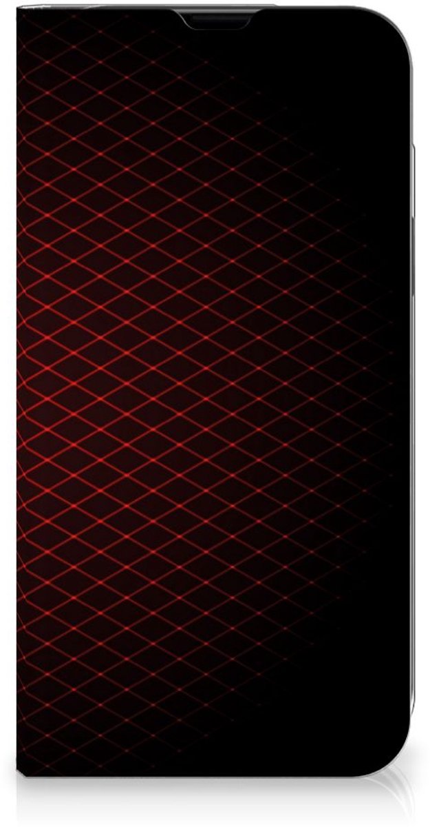Book Case voor iPhone 13 Hoesje met Magneet Geruit Rood