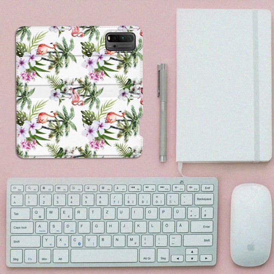 Étui avec naam Xiaomi Poco M3 | Coque pour téléphone Redmi 9T Palmiers Flamingo