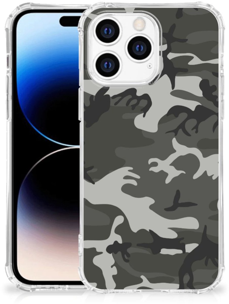 Apple iPhone 14 Pro Max Doorzichtige Silicone Hoesje Army Light
