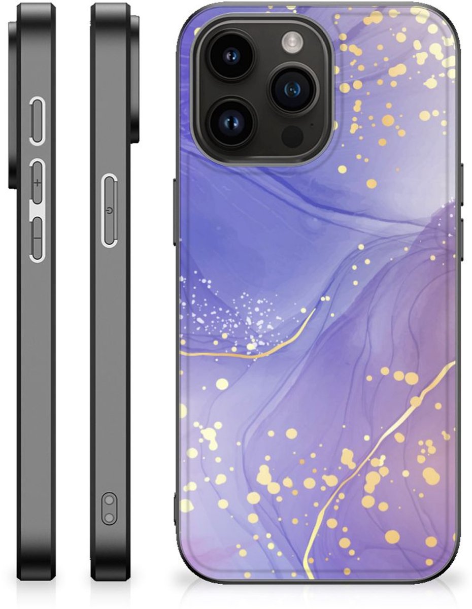 Kleurrijke Telefoonhoesje voor iPhone 15 Pro Max Watercolor Paars