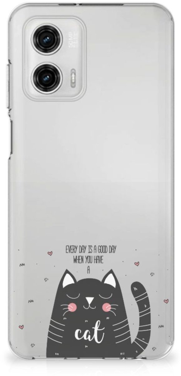 TPU Hoesje voor Motorola Moto G73 Telefoonhoesje met Naam Cat Good Day
