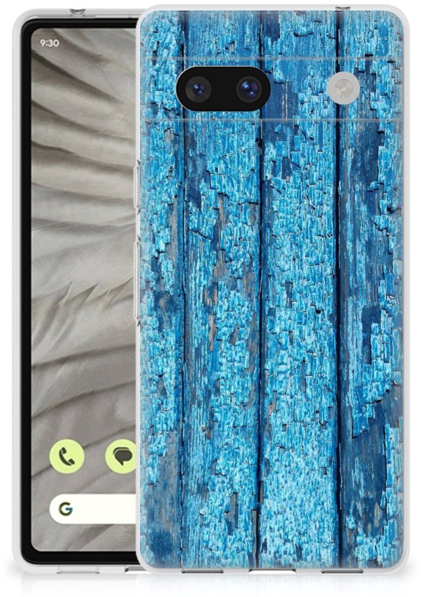 Google Pixel 7A Bumper Hoesje Wood Blue