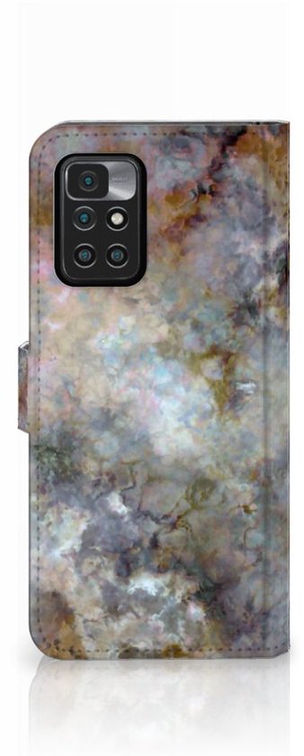 Coque pour téléphone portable Xiaomi Redmi 10 | Couverture de livre Redmi Note 11 4G Grijs marbre