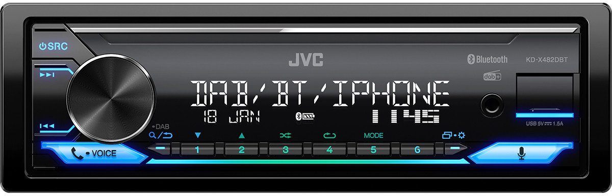 JVC KD-X482DBT Autoradio enkel DIN Bluetooth handsfree, DAB+ tuner + gratis DAB antenne – foto 3