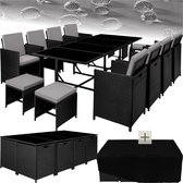Bol.com tectake® - wicker tuinloungeset poly rotan tuinmeubelset 8+4+1 zitgedeelte 8 stoelen 4 krukken 1 tafel inclusief bescher... aanbieding