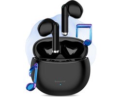 Sense14 TW200 draadloze oordopjes – ENC Noise cancelling - Sport Earbuds Draadloos - Bluetooth 5.4 – IPX5 – 20 uur - Zwart