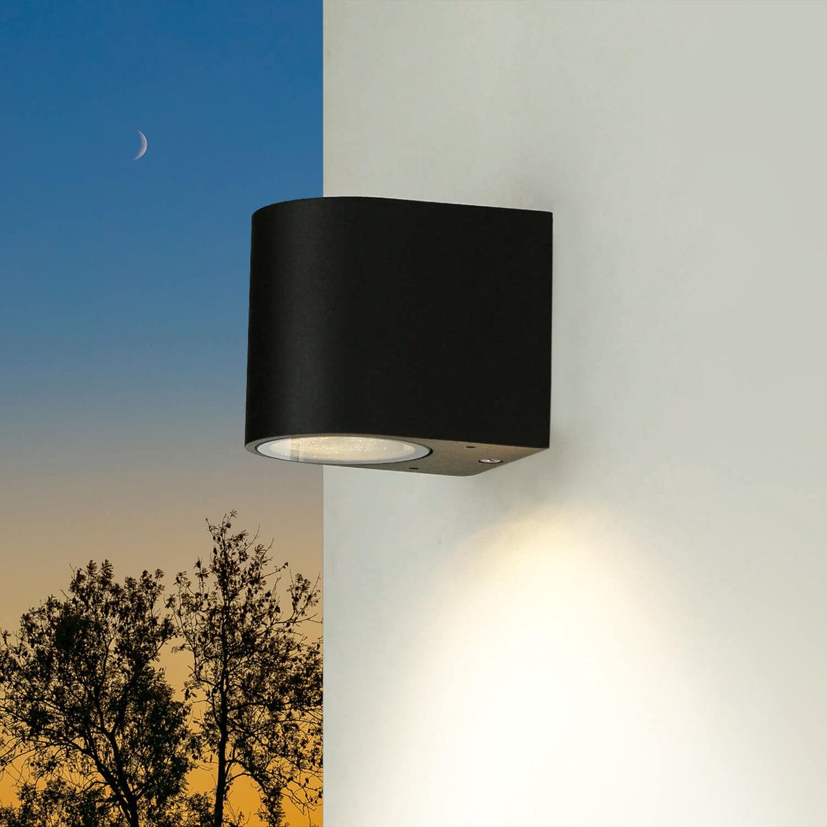 Licht-Erlebnisse - Aalborg - Wandlamp - IP44 - GU10 - van - Aluminium glas - in - Zwart