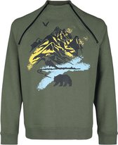 R.E.D. Rock-Engineered Design Olijfgroen sweatshirt met zijritsen - Heren - L
