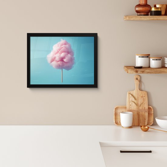 Poster in lijst - Fotolijst 40x30 cm - Posters - Suikerspin - Zoet - Snoep - Posterlijst zwart - Decoratie - Wanddecoratie woonkamer - Muurdecoratie slaapkamer