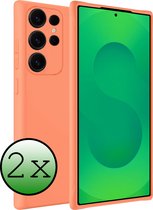 Coque compatible avec Samsung S25 Ultra , coque arrière en Siliconen - Coque compatible avec Samsung Galaxy S25 Ultra - Pêche - 2 pièces