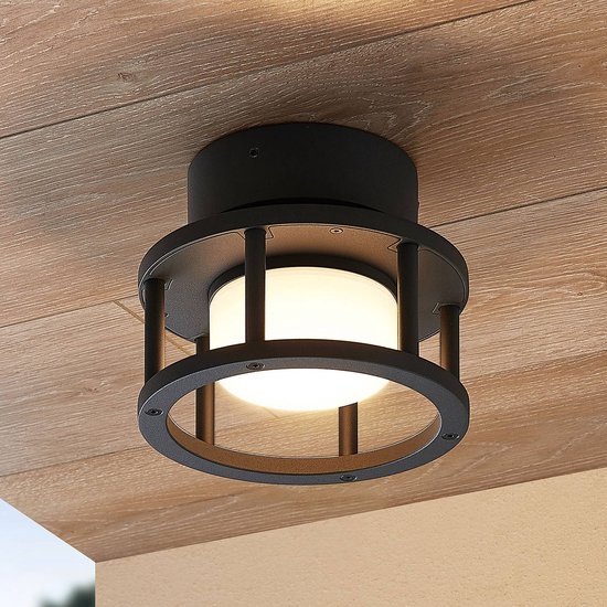 Lucande - plafonnier - 1 lumière - aluminium, plastique - H: 13,6 cm - GX53 - gris foncé (RAL 840-M)