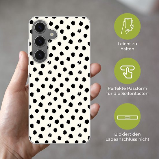 Coque de téléphone compatible avec Samsung Galaxy S25 - Pois - Zwart - Wit - Imprimé - Minimaliste - Siliconen Coque de téléphone Coque de téléphone