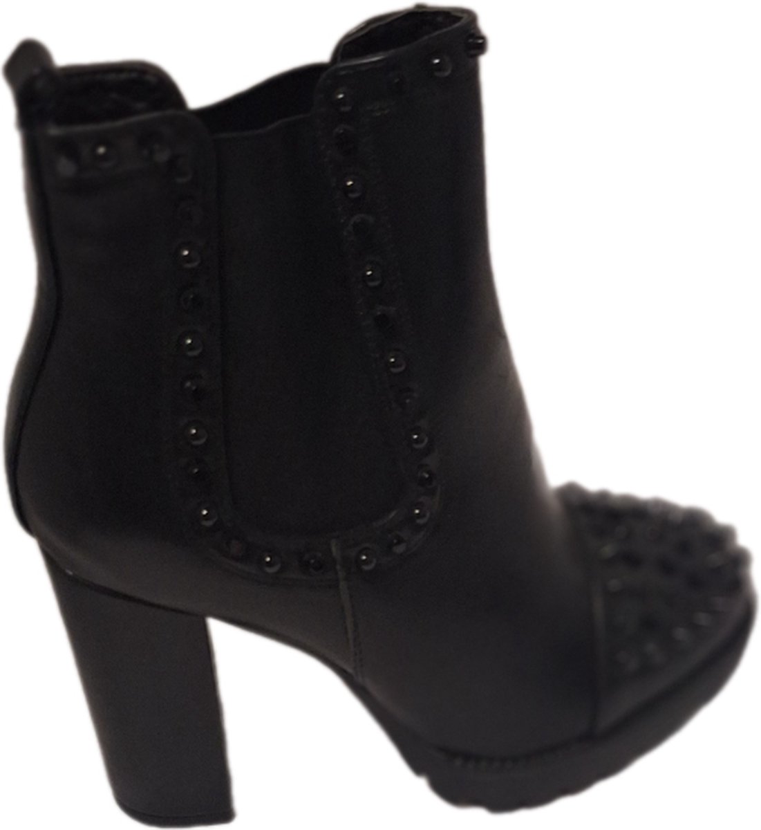 SUPER ME-CHELSEA BOOT-HAK 8 CM-STUDS IN BLACK-LEDERLOOK-41