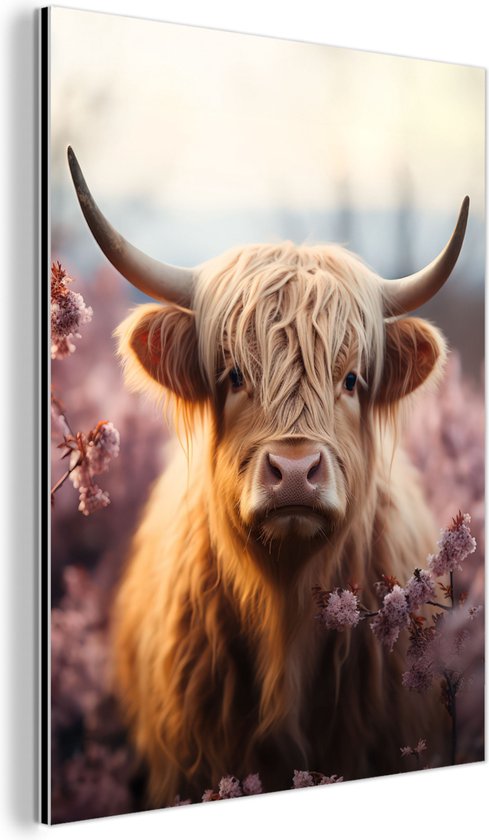 Tableau aluminium 60x80 cm - Décoration murale métal - Highlander écossais - Portrait Animaux - Fleurs - Animal - Décoration murale métal salon - Décoration industrielle - Photo sur dibond - Accessoires industriels chambre