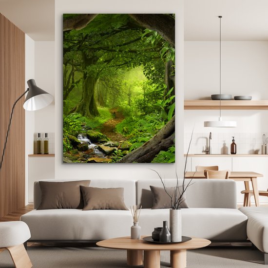 Décoration murale Métal - Peinture Aluminium Industriel - Jungle - Vert - Nature - Tropical - Plantes - 120x160 cm - Dibond - Photo sur aluminium - Décoration murale industrielle - Pour le salon/chambre