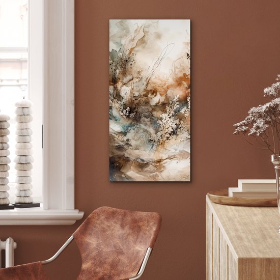 Tableau aluminium 40x80 cm - Décoration murale métal - Abstrait - Beige - Peinture - Art - Nature - Fleurs - Décoration murale métal salon - Décoration industrielle - Photo sur dibond - Accessoires industriels chambre