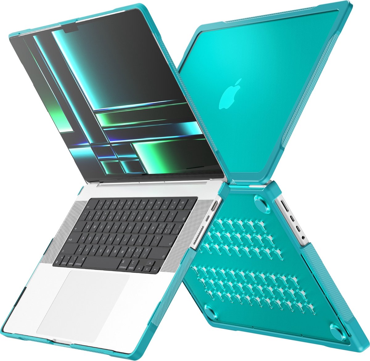 Mobigear Laptophoes geschikt voor Apple MacBook Pro 16 Inch (2021-2024) Hoes Hardshell Laptopcover MacBook Case | Mobigear Shockproof Pro - Groen - Model A2485 / A2780 / A2991 / A3186