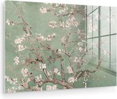 MuchoWow® Peinture sur verre 120x80 cm - Peinture sur verre acrylique - Fleur d'amandier - Art - Van Gogh - Vert - Photo sur verre - Peintures