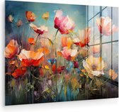 MuchoWow® Peinture sur verre 120x90 cm - Peinture sur verre acrylique - Fleurs - Aquarelle - Art - Botanique - Nature - Photo sur verre - Décoration murale salon - Décoration murale chambre - Peintures
