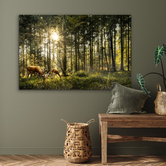 Décoration murale Métal - Aluminium - Cerf - Nature - Forêt - 120x80 cm