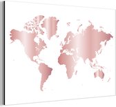 Décoration murale Métal - Peinture Aluminium - Wereldkaart - Rosé - Or - 180x120 cm