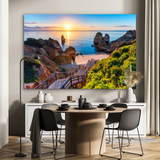 Décoration murale Métal - Peinture Aluminium Industrielle - Plage - Mer - Portugal - 180x120 cm - Dibond - Photo sur aluminium - Décoration murale industrielle - Pour le salon / chambre