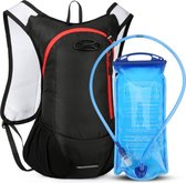 Sac à dos d'hydratation, sac à dos d'hydratation, sac à dos avec poche d'hydratation de 2 litres, outdoor, course à pied, cyclisme, VTT, randonnée, escalade, ski, chasse, pochette, sac à dos d'hydratation avec boisson, pour hommes et femmes, Noir