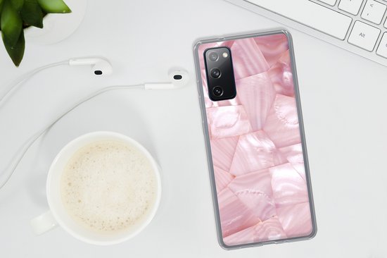 Telefoonhoesje Geschikt voor Samsung Galaxy S20 FE hoesje - Natuursteen - Parelmoer - Luxe - Siliconen Telefoonhoesje Telefoonhoesje