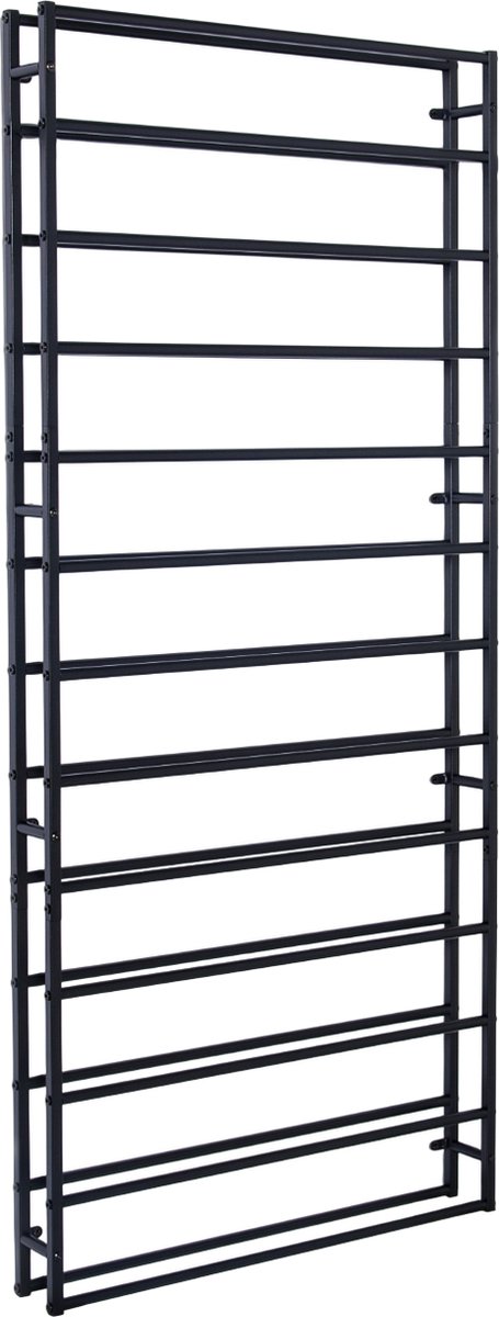 Lendo Online Wijnrek voor aan de muur - 24 flessen - Industrieel - 73x10x164cm (BxDxH) - Wandrek - Flessenrek - Hangend wijnrek - Muurrek - Poedercoat Staal - Zwart — cadeau in Wonen & Interieur - foto 6