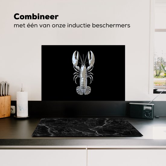 Crédence de Cuisinière en Aluminium 70x50 cm - Homard - Argent - Métallique - Luxe - Écran Pare-éclaboussures pour Plaque de Cuisson - Protection Murale