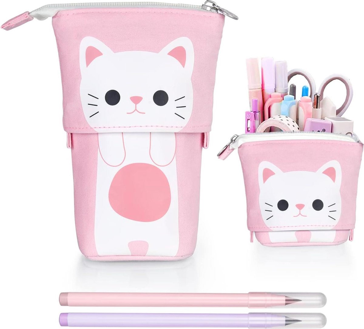 Ritssluiting etui - meisjes etui - pennenhouder - 2-in-1 variant .
