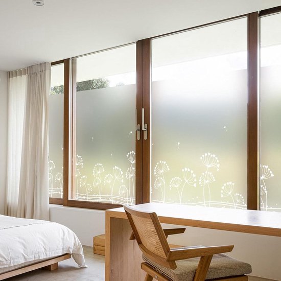 Statische raamfolie glas in lood bloemetjes 92cm