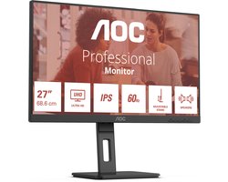 AOC E3 U27E3UF computer monitor 68,6 cm (27") 3840 x 2160 Pixels 4K Ultra HD LED Zwart