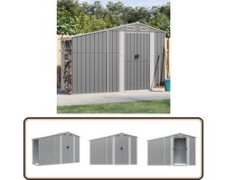 vidaXL Tuinschuur - 277x93x179 cm - Gegalvaniseerd Staal Tuinschuur - Houten Schuur - Opslagruimte - Garage - Tuinaccessoires